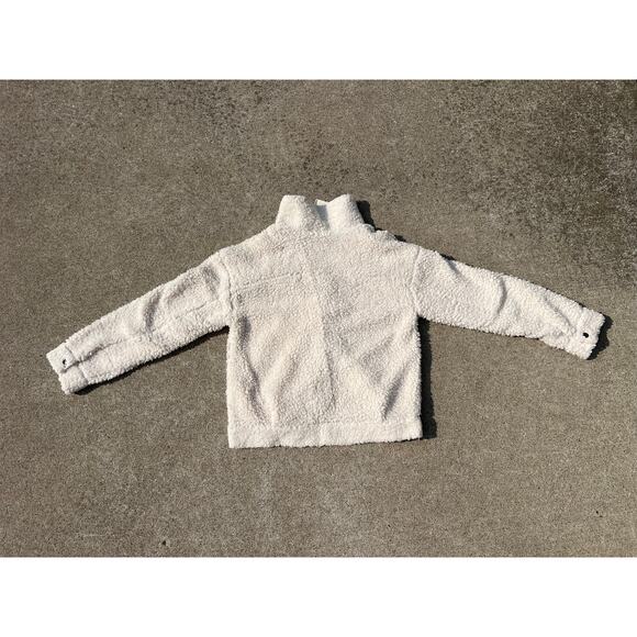 New Mystree Jacket Women Sz Small Cream Fleece Collared Long Sleeve Snap Button - Picture 8 of 8